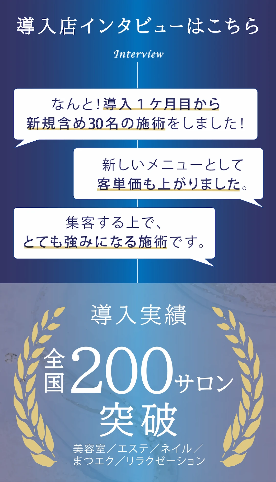 泡トリートメントを導入したサロンの声や体験談を紹介するイメージ画像